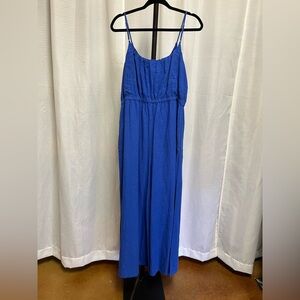 Haute Hippie  Blue Linen Blend Strappy Wide Leg Jumpsuit NWT | size large